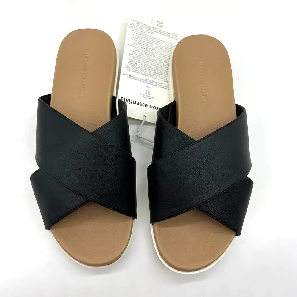 Amazon Essentials Womens Size 6 US Casual Shoes Black Criss Cross Sport Sandal